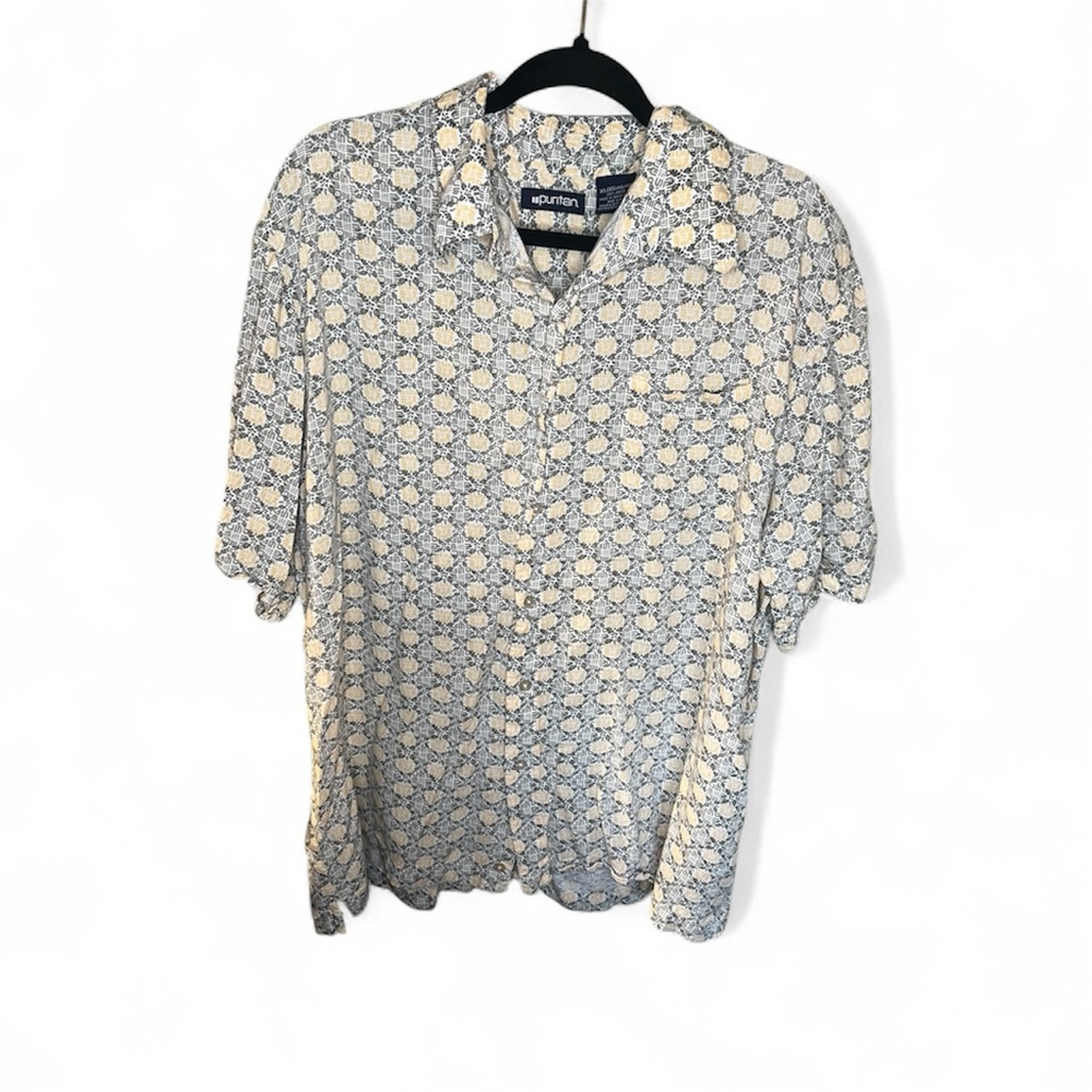 PURITAN Casual Short Sleeve Button Down Geometric Pattern Shirt X Large Size XL
